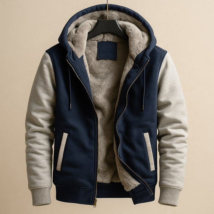 Men's Color-Block Hooded Fleece Jacket Winter Outerwear 2