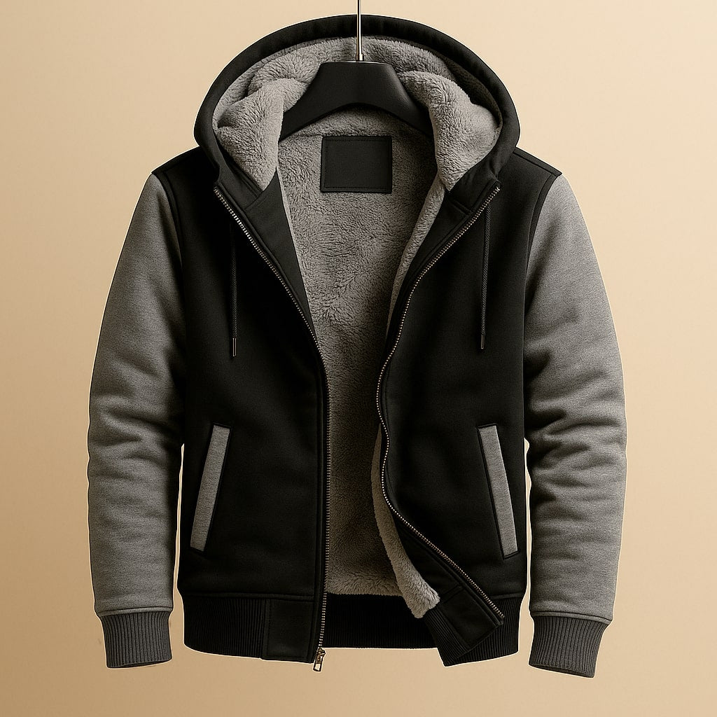 Men's Color-Block Hooded Fleece Jacket Winter Outerwear 3