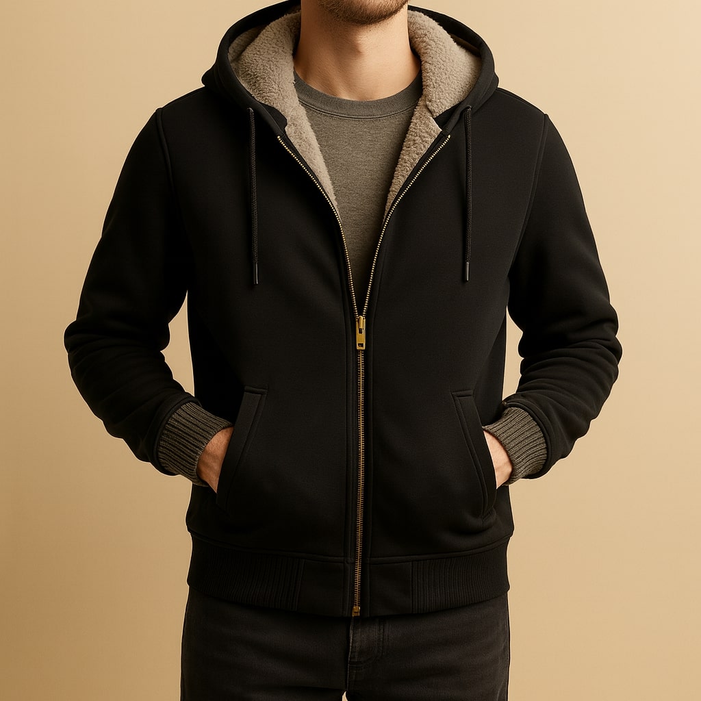 Men's Color-Block Hooded Fleece Jacket Winter Outerwear 5