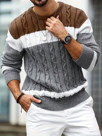 Cable Mens Knitted Jumper – Color Block Design