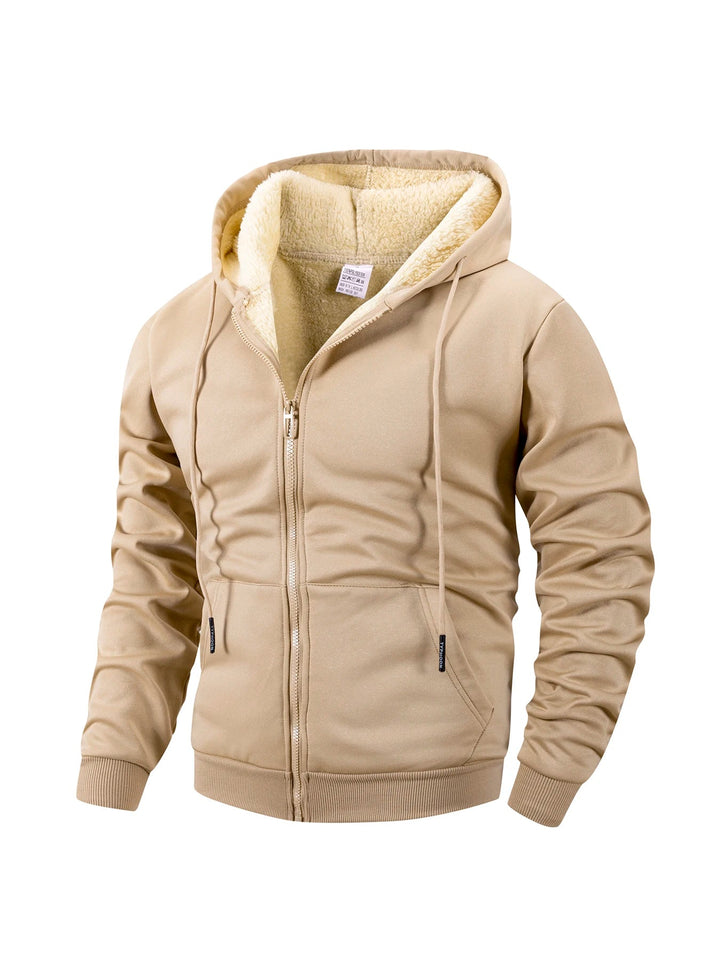 Men's Heavyweight Fleece Hooded Jacket for Winter Activities 0