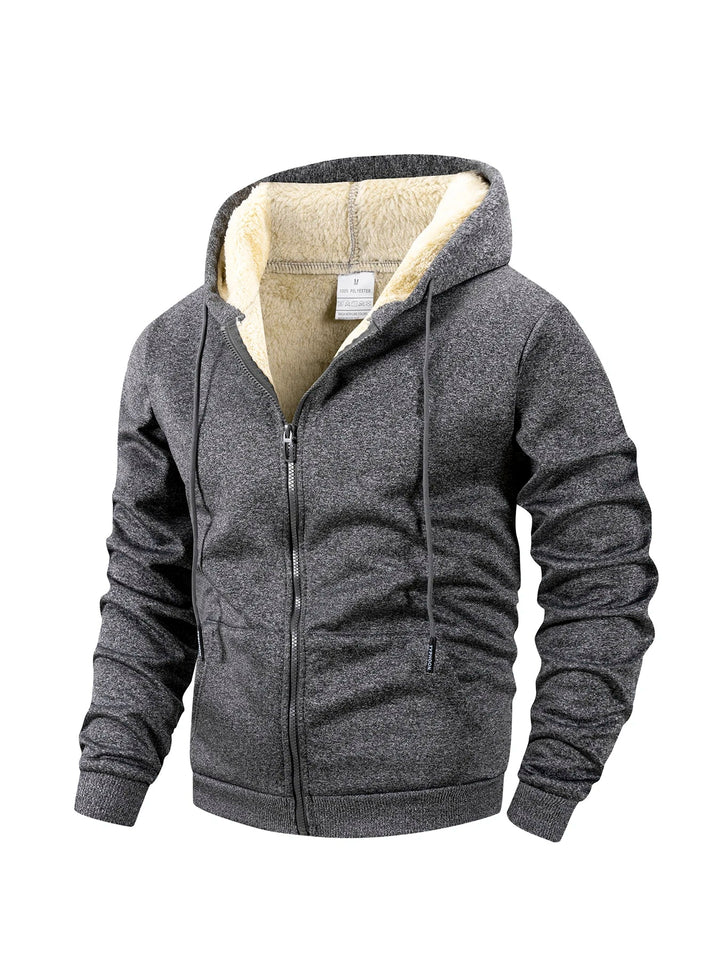 Men's Heavyweight Fleece Hooded Jacket for Winter Activities 3