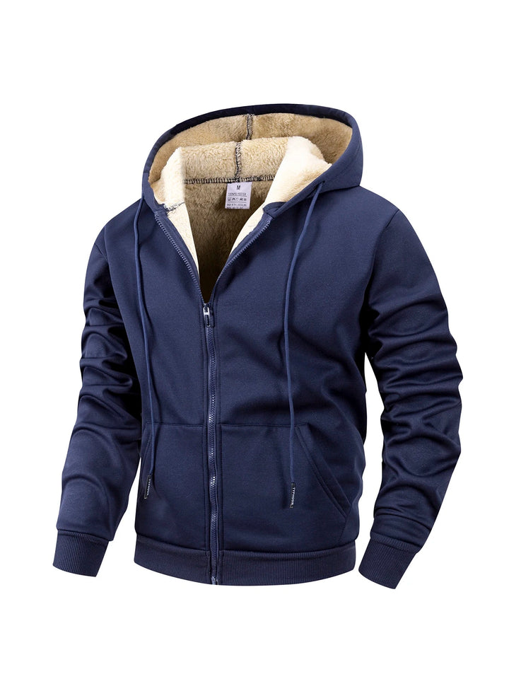 Men's Heavyweight Fleece Hooded Jacket for Winter Activities 4