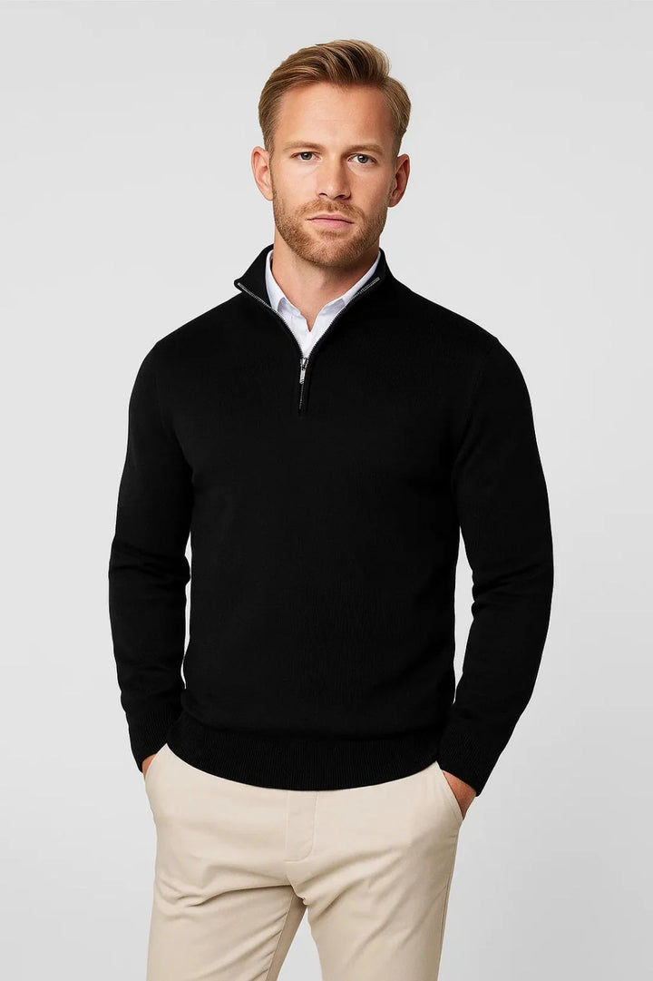 Mens Half Zip Jumper High Collar Tailored Office Wear 0
