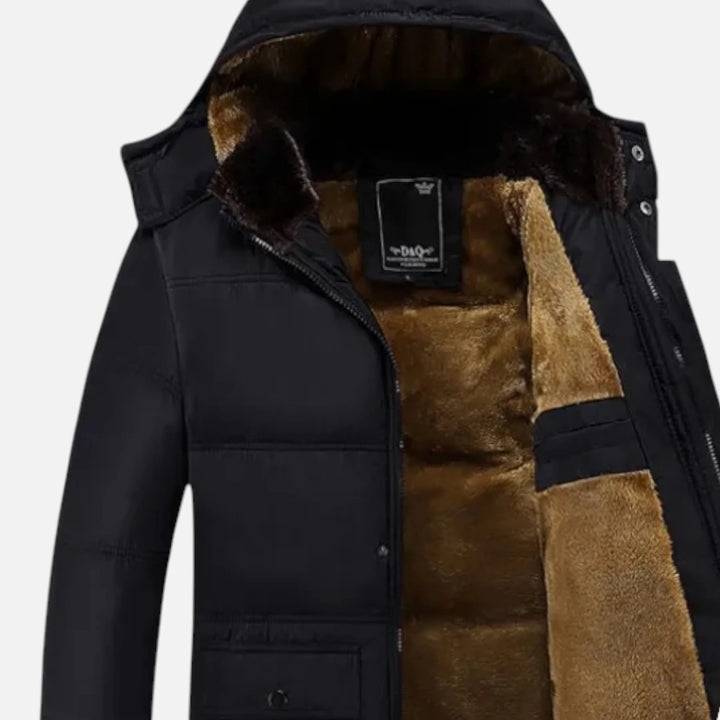 Men's Hooded Down Jacket Faux Fur Lined Puffer 3