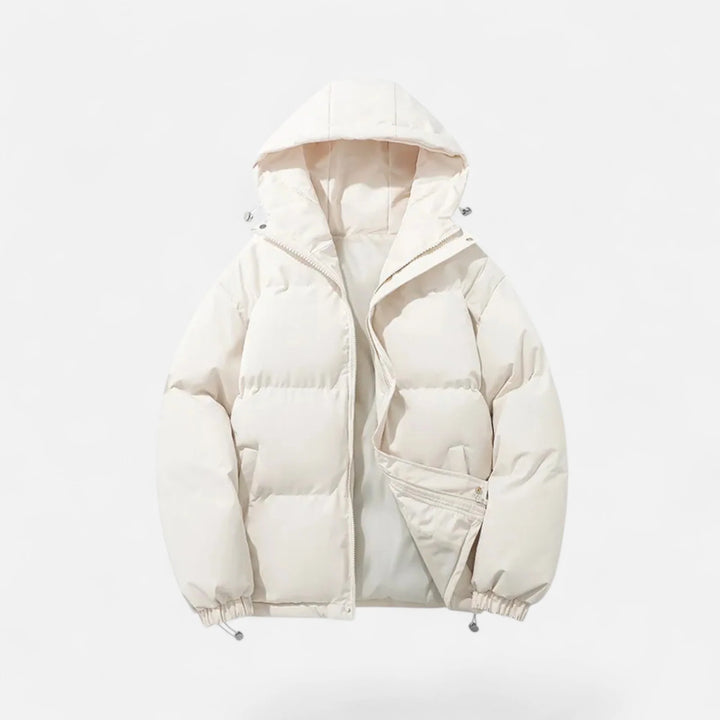 Men's Hooded Puffer Jacket Zip Front Solid Colour 3