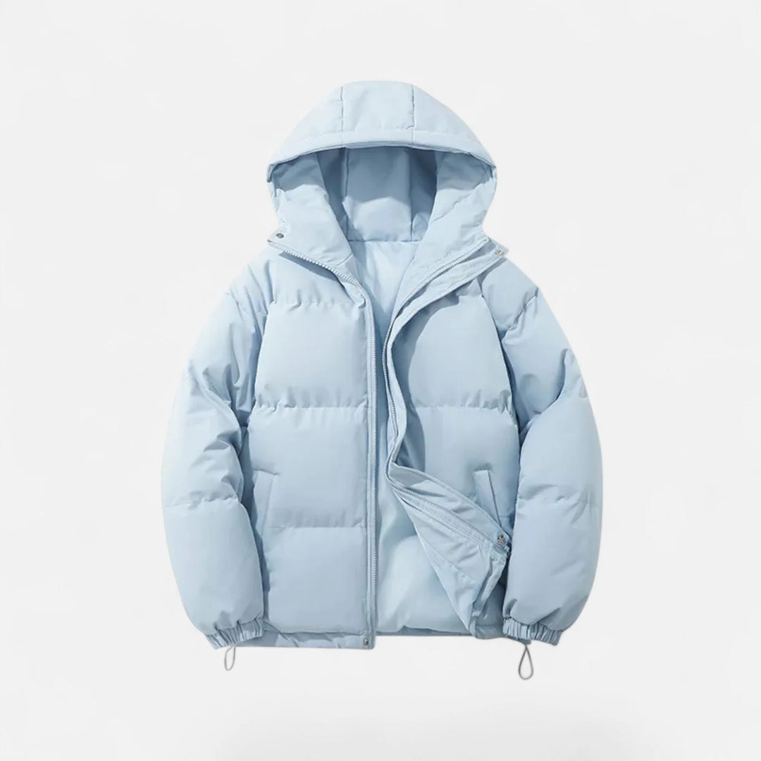 Men's Hooded Puffer Jacket Zip Front Solid Colour 13