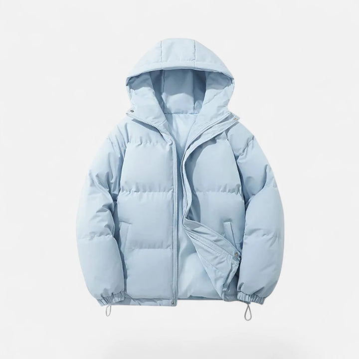 Men's Hooded Puffer Jacket Zip Front Solid Colour 13