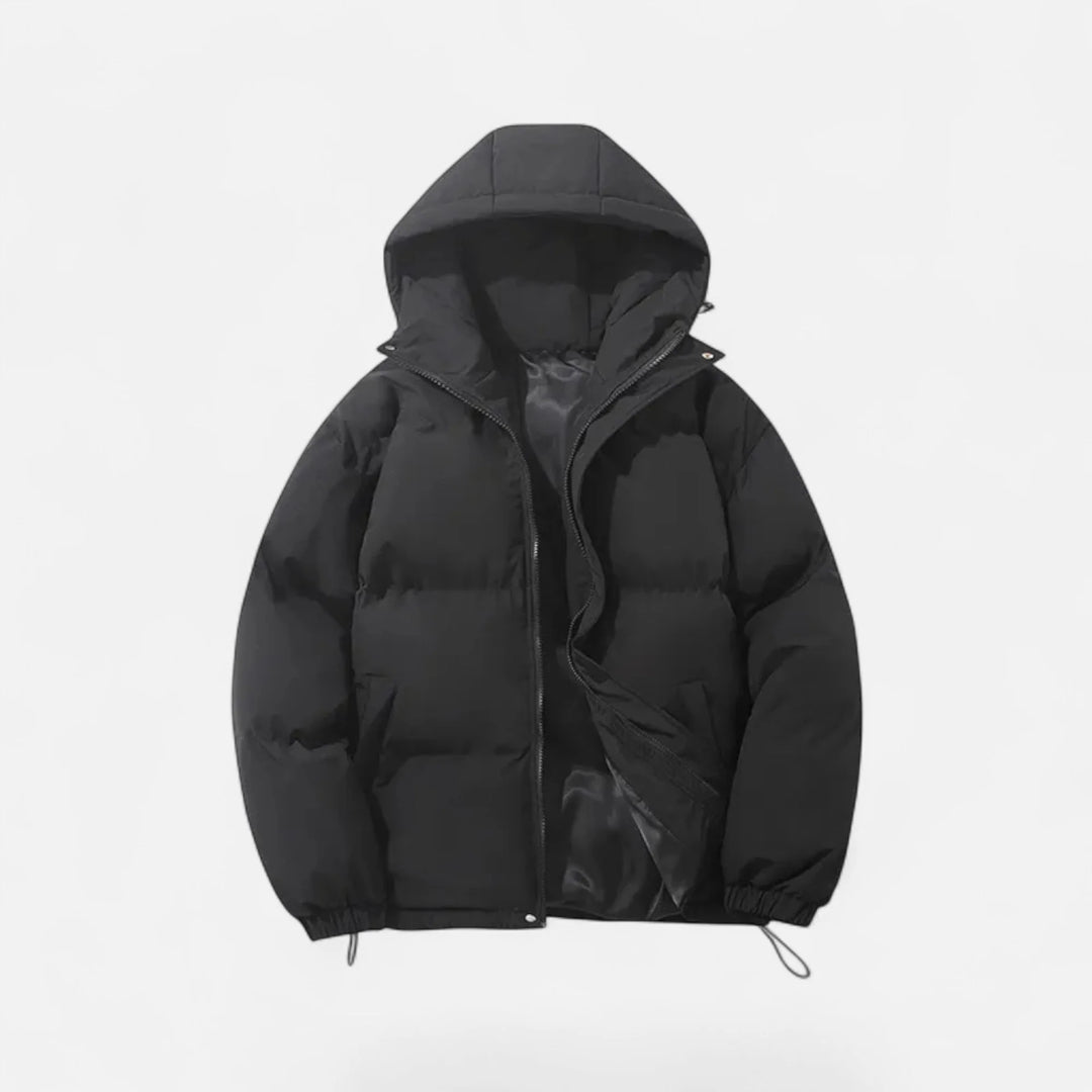 Men's Hooded Puffer Jacket Zip Front Solid Colour 6