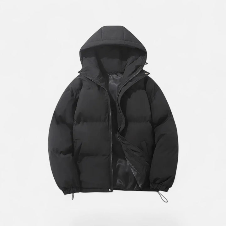 Men's Hooded Puffer Jacket Zip Front Solid Colour 6