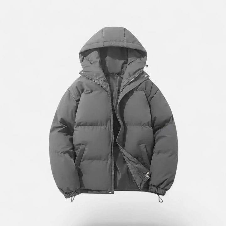 Men's Hooded Puffer Jacket Zip Front Solid Colour 9