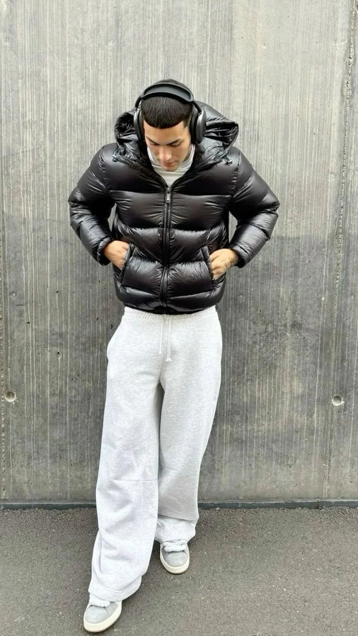 Men's Puffer Jacket Hooded Quilted Sherpa Lined 2