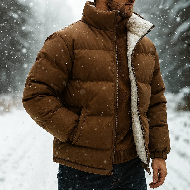 Men's Down Jacket Cotton Blend Insulated Puffer Fleece Lined 4