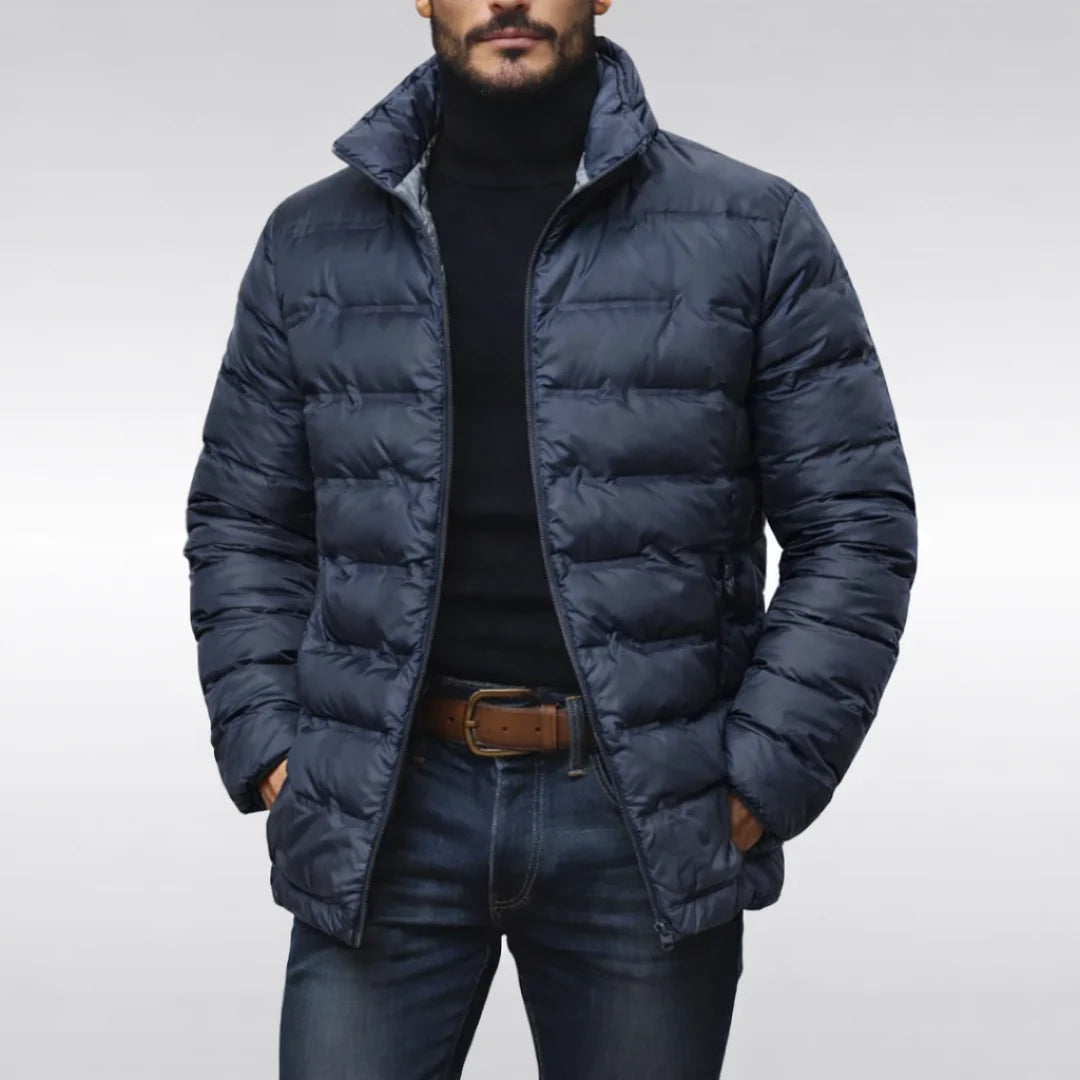 Men's Down Jacket Quilted Insulated Lightweight Puffer High Collar 0