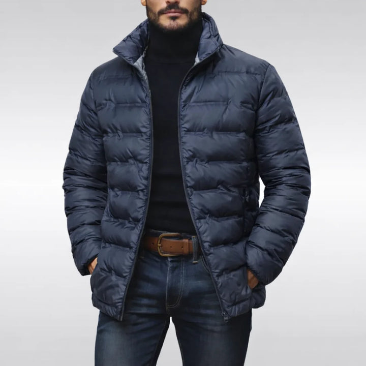 Men's Down Jacket Quilted Insulated Lightweight Puffer High Collar 0