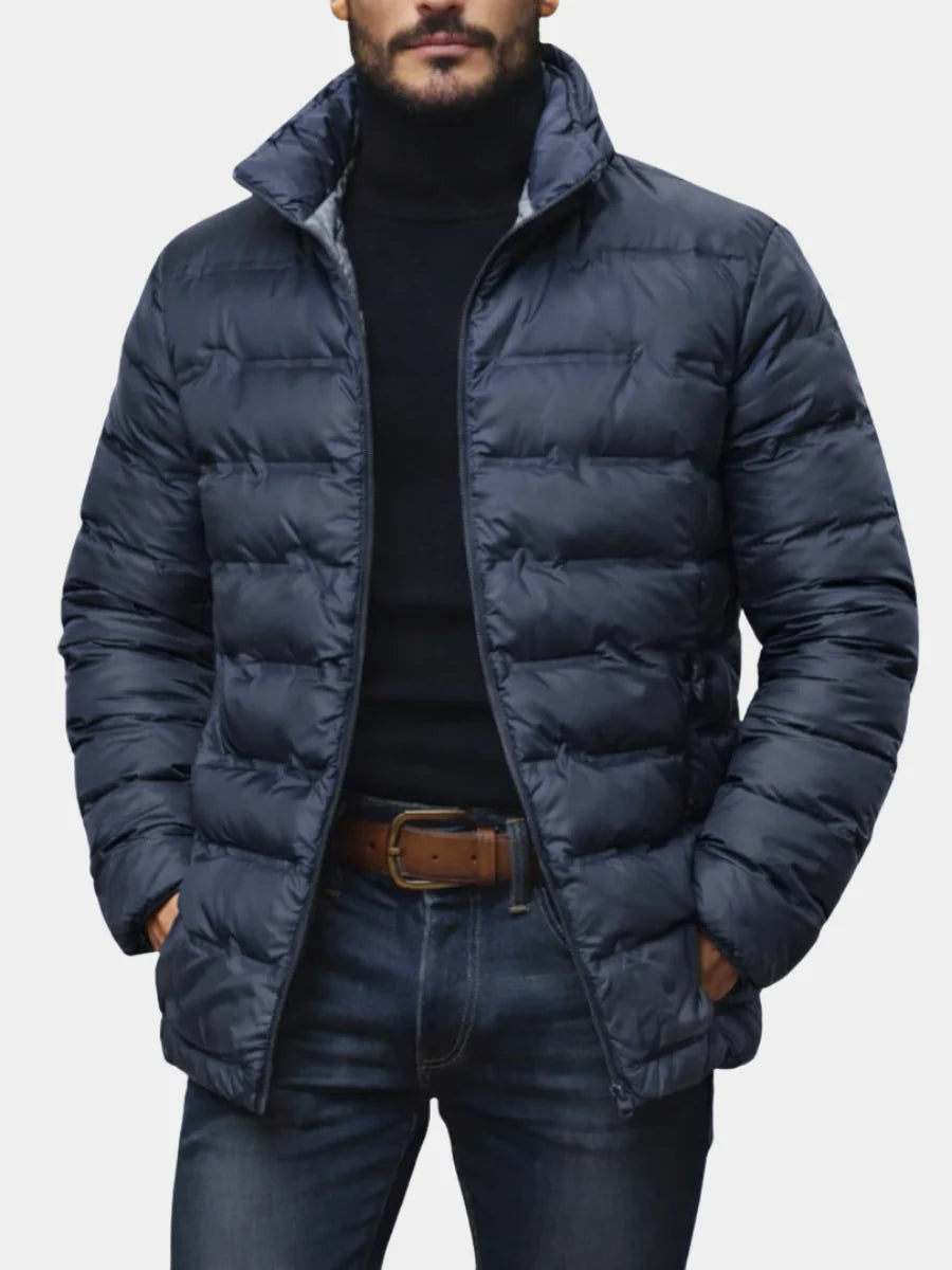 Men's Down Jacket Quilted Insulated Lightweight Puffer High Collar 1