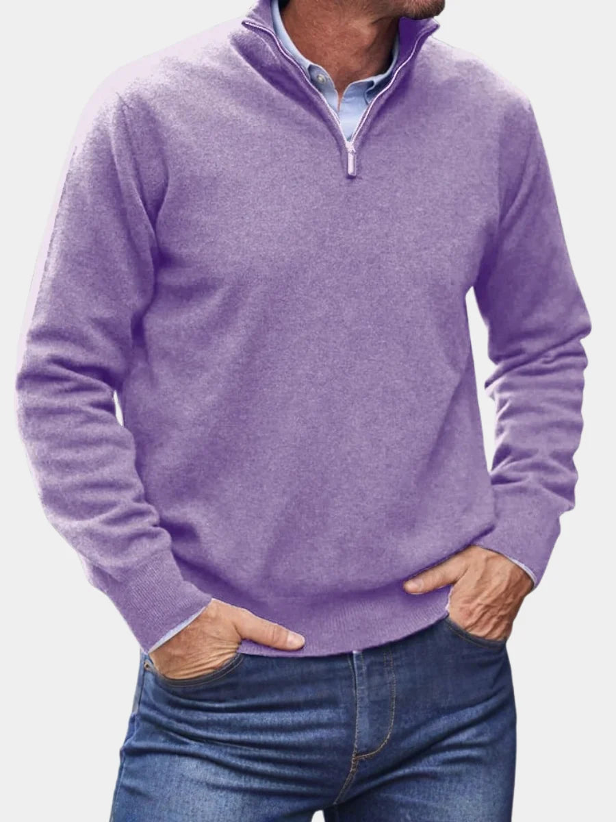 Mens Quarter Zip Jumper Knit Tailored Fit 1