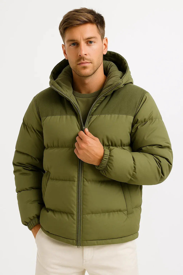 Men's Puffer Jacket Modern Insulated Hooded Lightweight 7