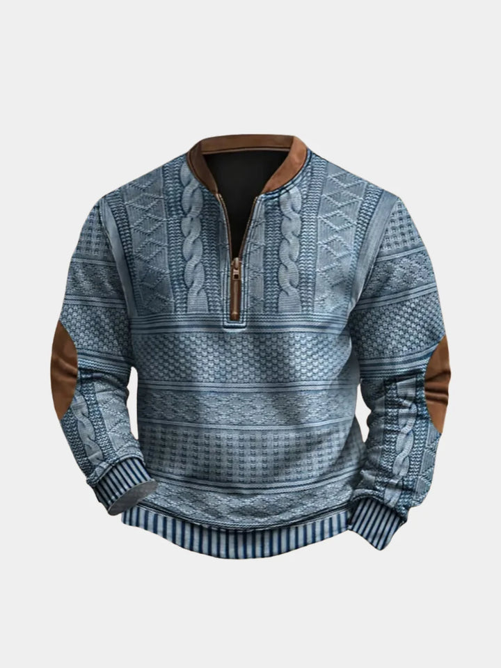 Mens Half Zip Jumper Textured Knit Cotton Blend 1