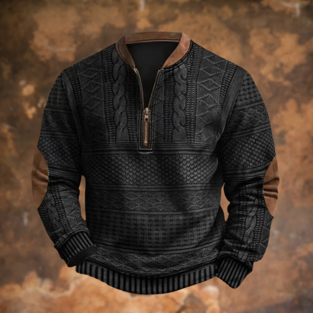 Mens Half Zip Jumper Textured Knit Cotton Blend 2