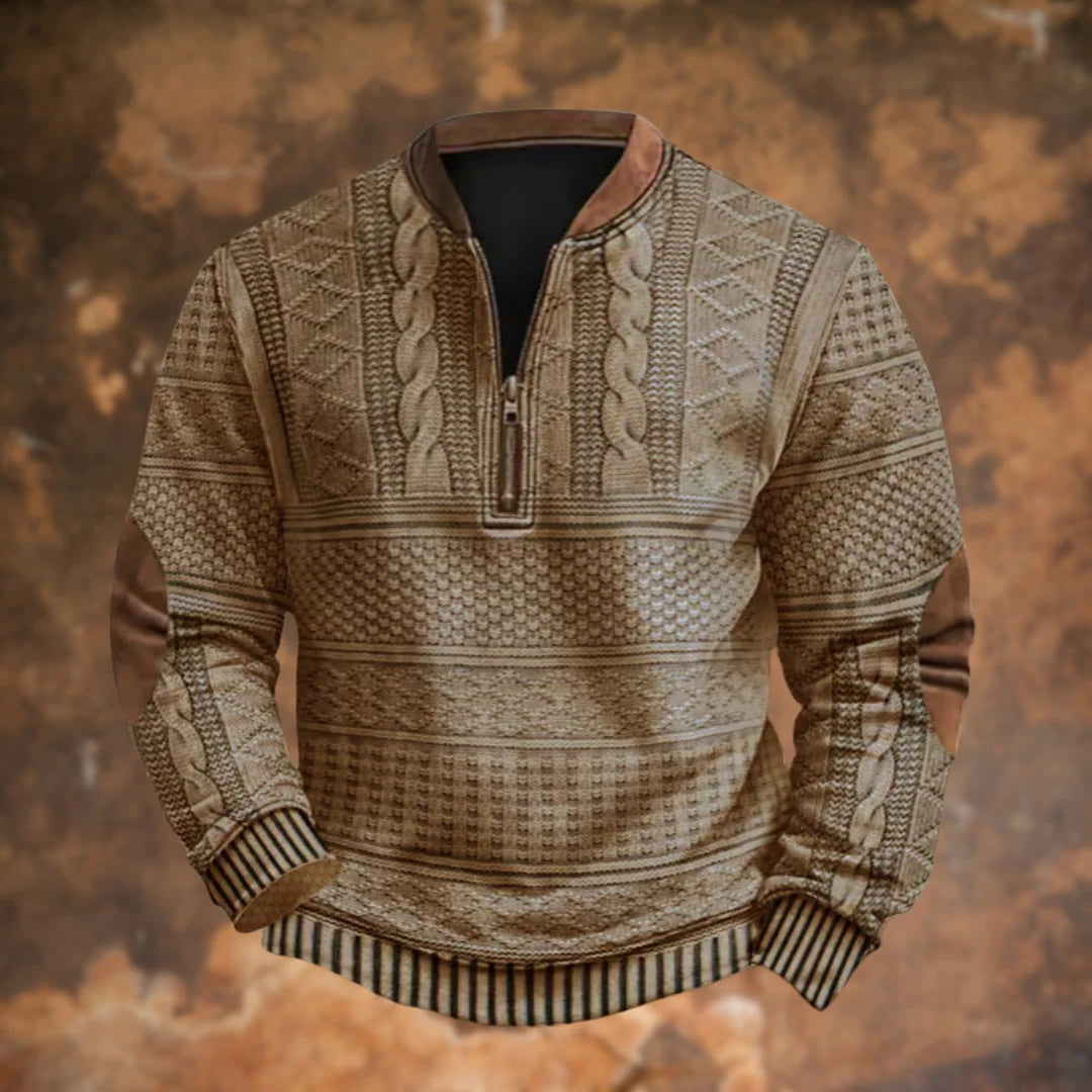 Mens Half Zip Jumper Textured Knit Cotton Blend 3