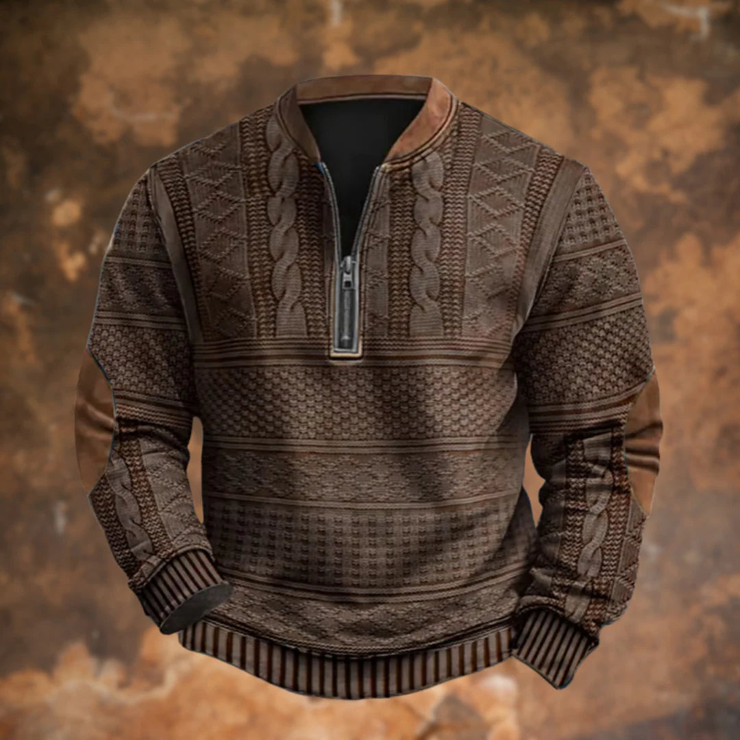 Mens Half Zip Jumper Textured Knit Cotton Blend 4