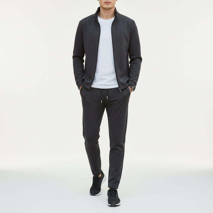 Men's Modern Zip Jacket Tapered Tracksuit Lycra Set 3
