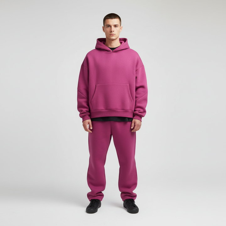 Men's Oversized Breathable Hoodie Joggers Tracksuit Set 2