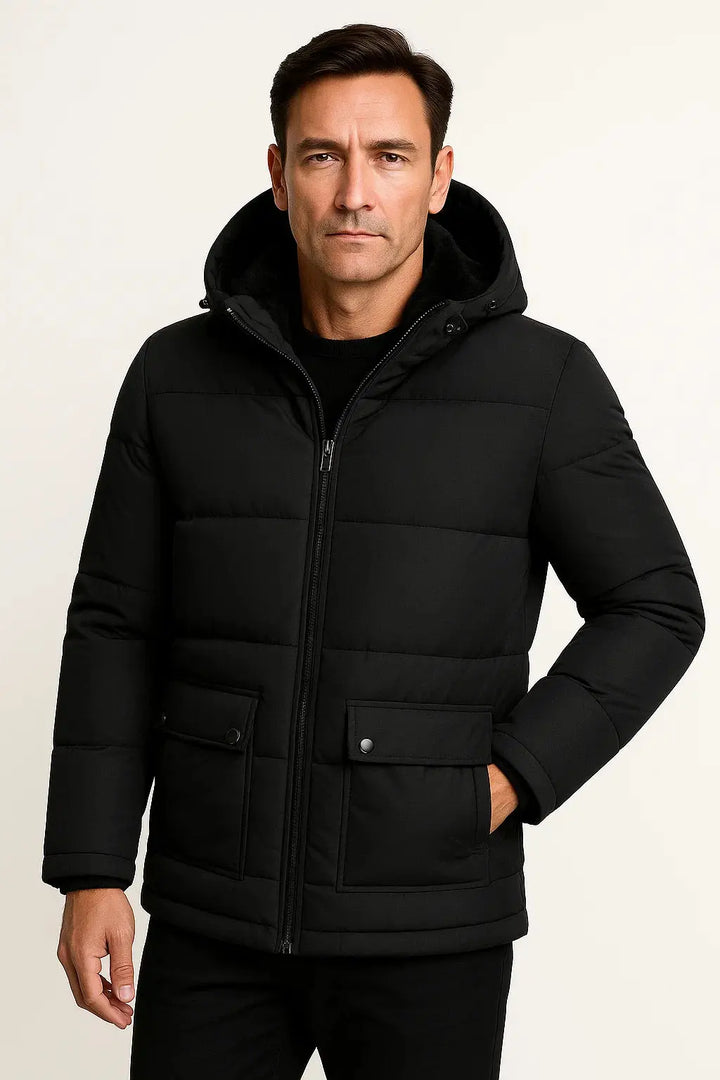 Men's Oversized Hooded Puffer Jacket Lambswool Padded 6