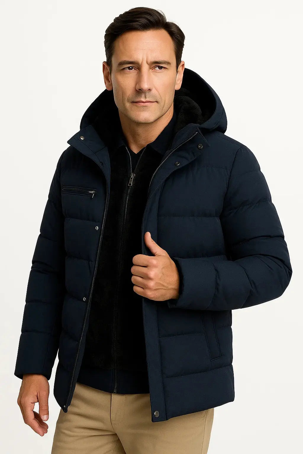 Men's Oversized Hooded Puffer Jacket Lambswool Padded 7