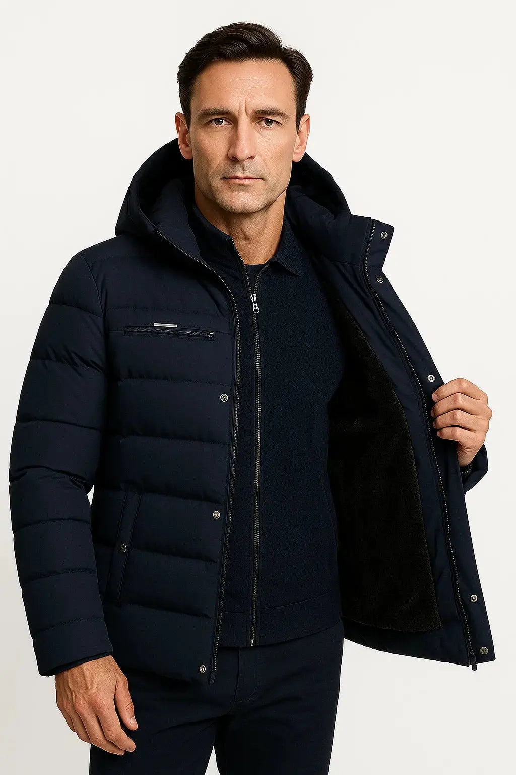 Men's Oversized Hooded Puffer Jacket Lambswool Padded 8
