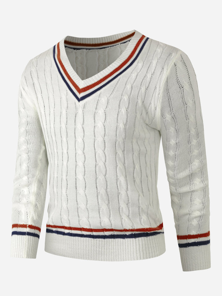 Men's Preppy V-Neck Regular Fit Sweater Polyester 0