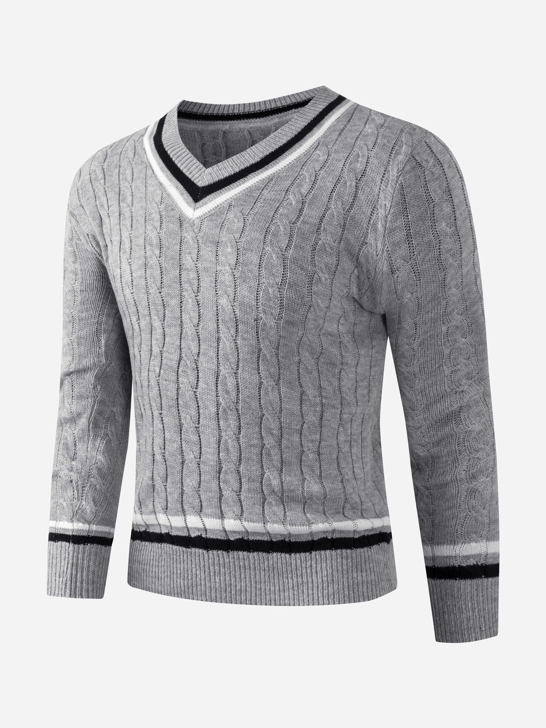 Men's Preppy V-Neck Regular Fit Sweater Polyester 3