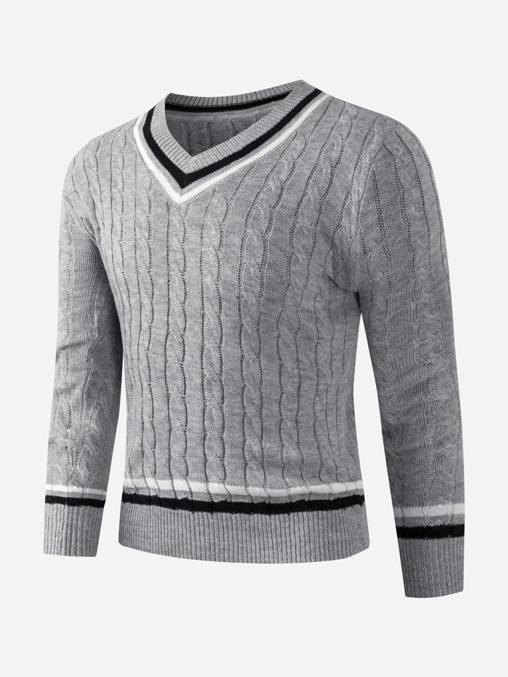 Men's Preppy V-Neck Regular Fit Sweater Polyester 3