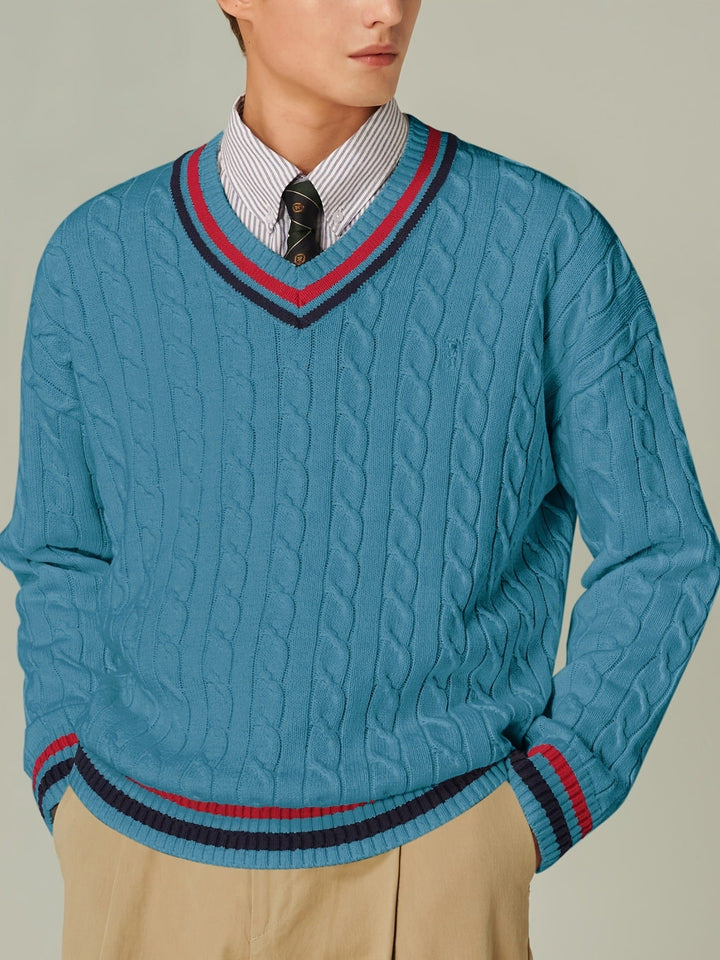 Men's Preppy V-Neck Regular Fit Sweater Polyester 6