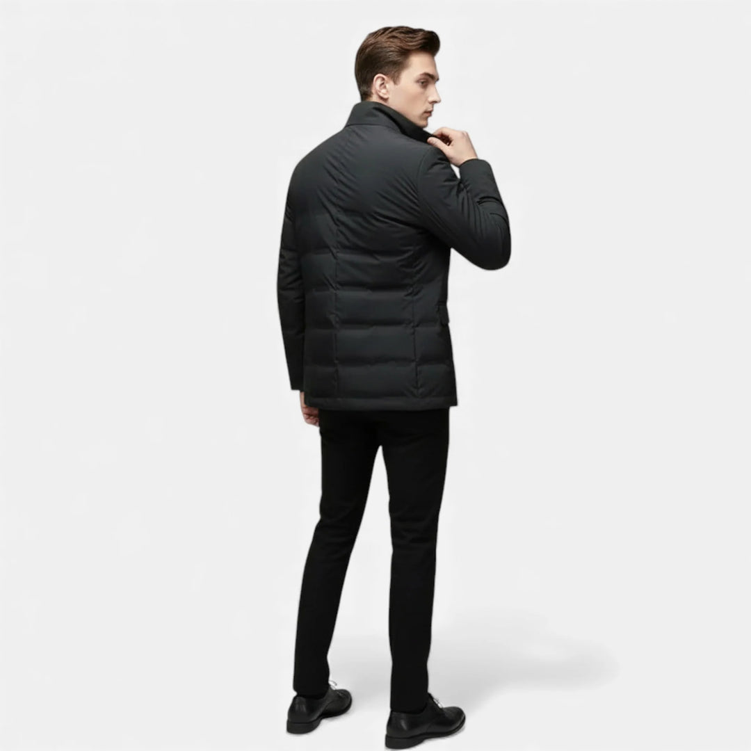 Men's Down Jacket Quilted Puffer Scarf Collar Mid-Length 2