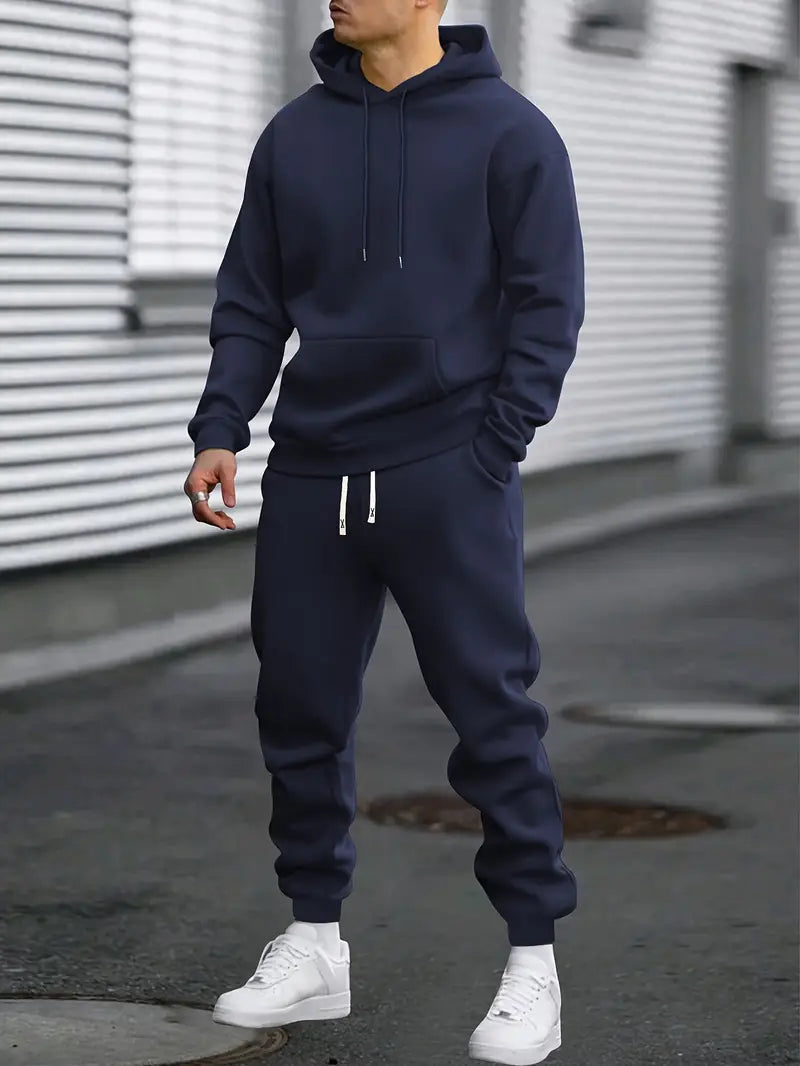 Men's Relaxed Hoodie Tracksuit Joggers Cotton Blend 2