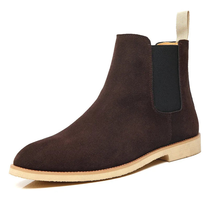 Men's Retro Medium-High Ankle Black Chelsea Boots Leather 0