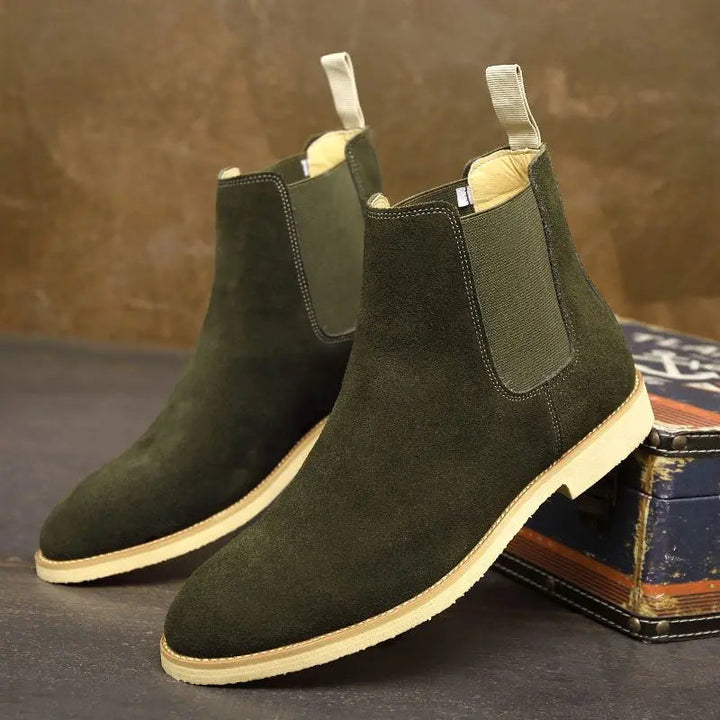 Men's Retro Medium-High Ankle Black Chelsea Boots Leather 1