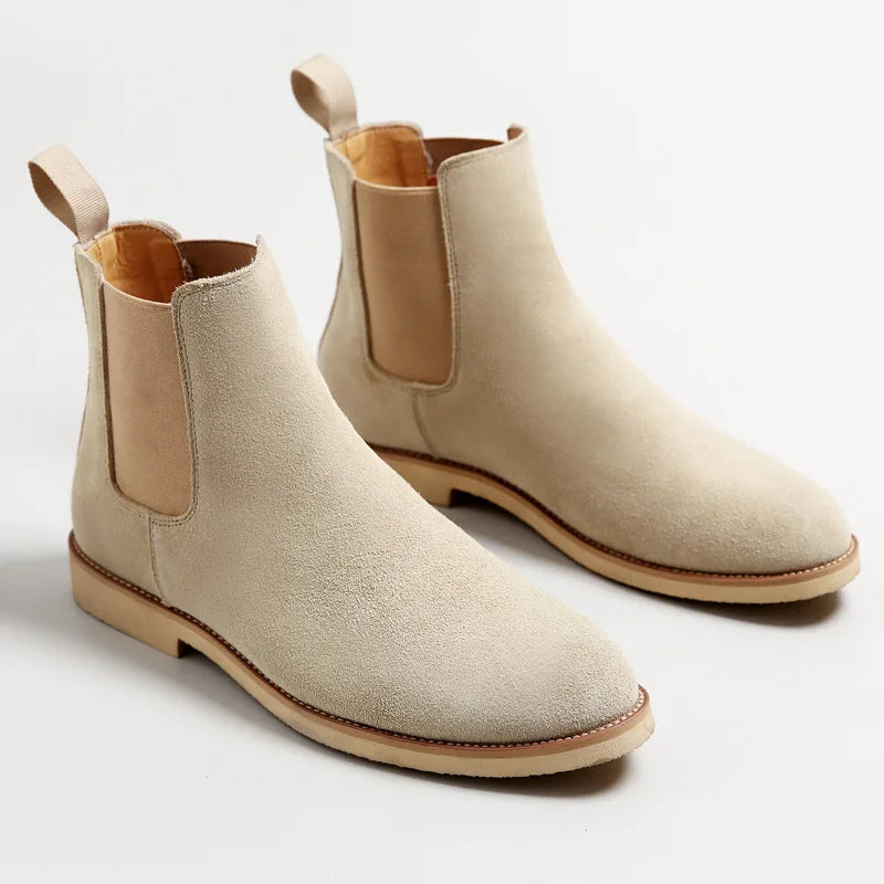 Men's Retro Medium-High Ankle Black Chelsea Boots Leather 3