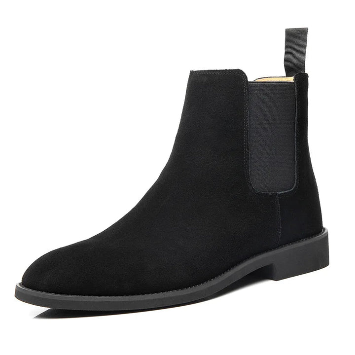 Men's Retro Medium-High Ankle Black Chelsea Boots Leather 6