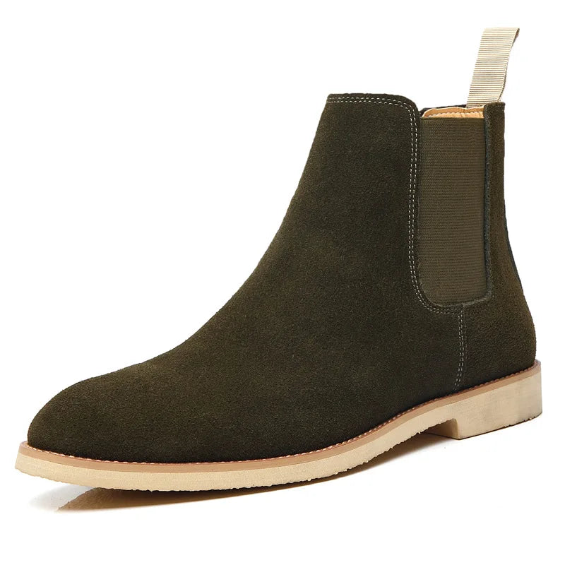 Men's Retro Medium-High Ankle Black Chelsea Boots Leather 7