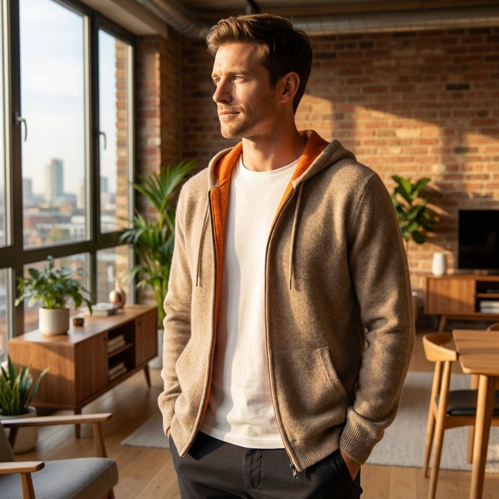 Men's Reversible Lightweight Hooded Hoodie Knit 1