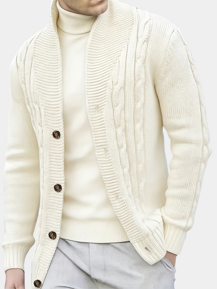 Men's Ribbed Knit Wide Collar Sweater Acrylic 1