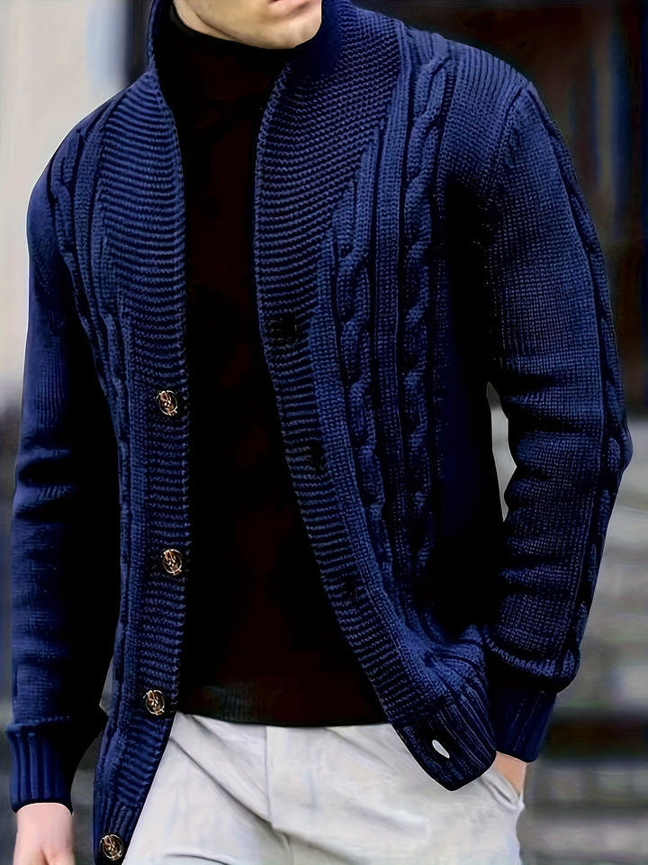 Men's Ribbed Knit Wide Collar Sweater Acrylic 2
