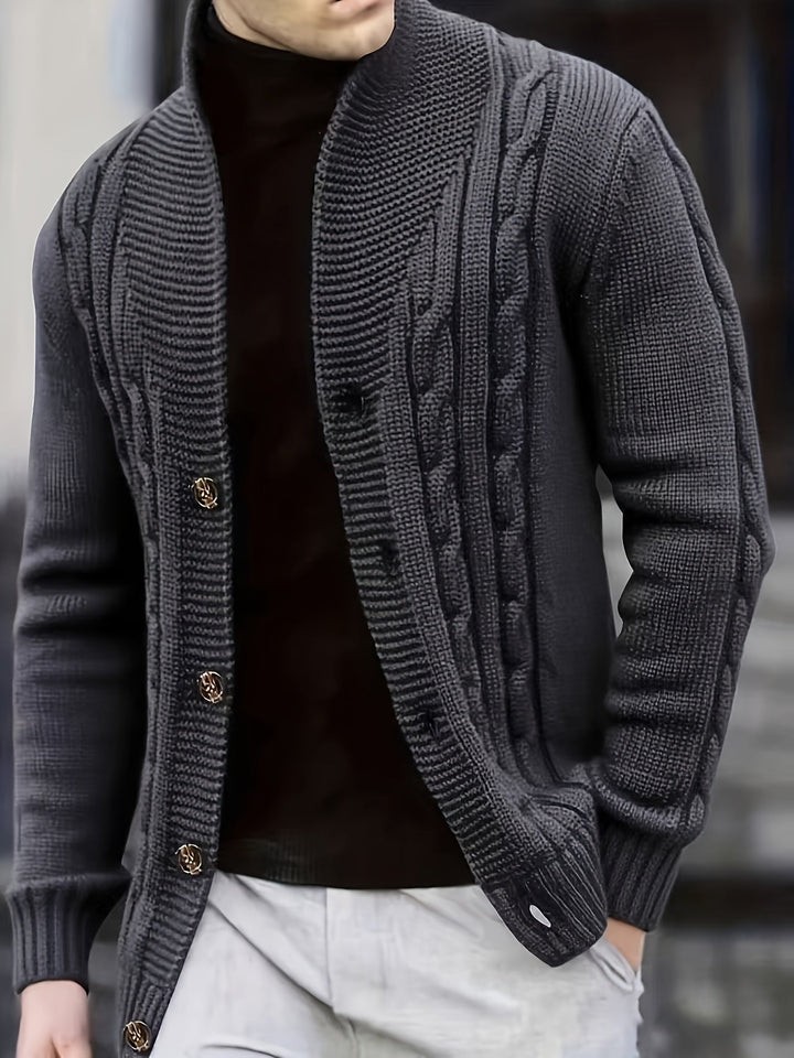 Men's Ribbed Knit Wide Collar Sweater Acrylic 3