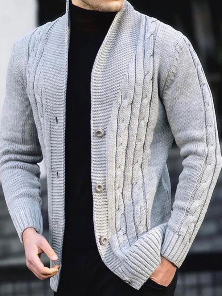 Men's Ribbed Knit Wide Collar Sweater Acrylic 5