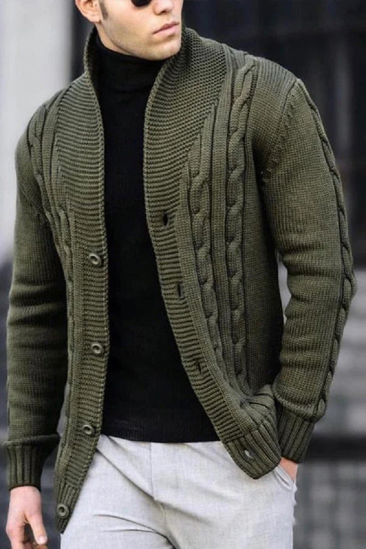 Men's Ribbed Knit Wide Collar Sweater Acrylic 6