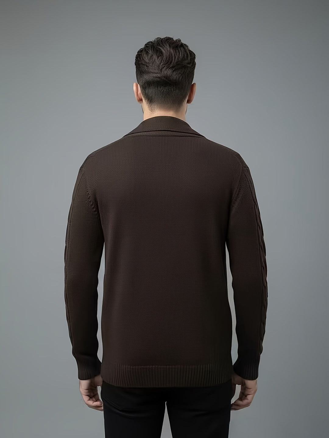 Men's Ribbed Knit Wide Collar Sweater Acrylic 7
