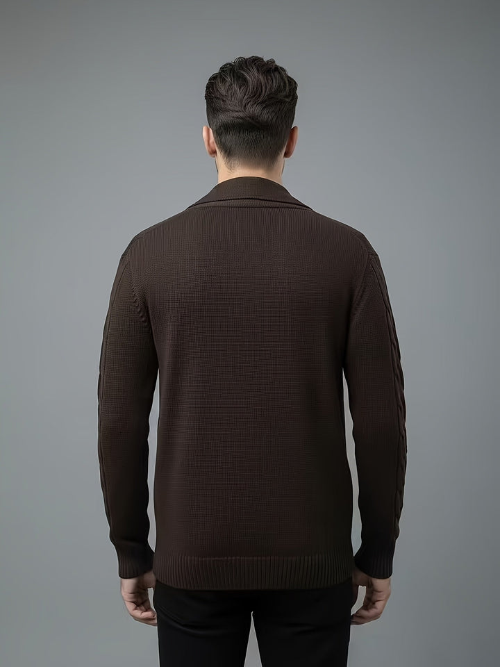 Men's Ribbed Knit Wide Collar Sweater Acrylic 7